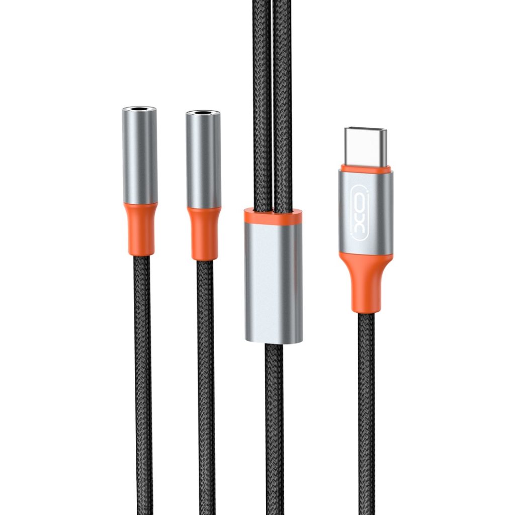 XO kabel audio 2w1 NB-R269B USB-C - 2x złącze jack 3,5mm 1,2m czarny - obrazek 3