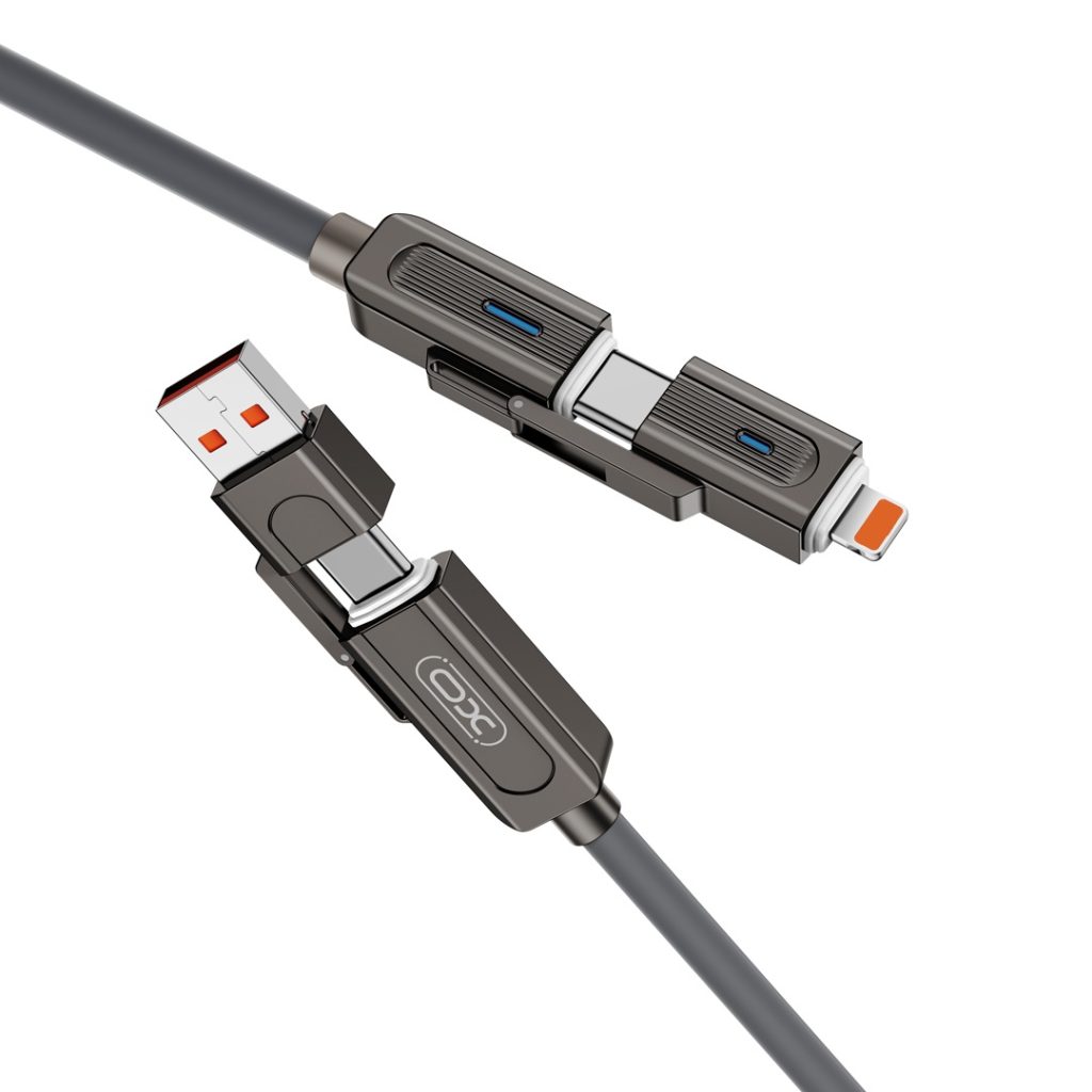 XO kabel NB275 4w1 USB-C - Lightning + USB + USB-C 60W 1,0m szary - obrazek 3