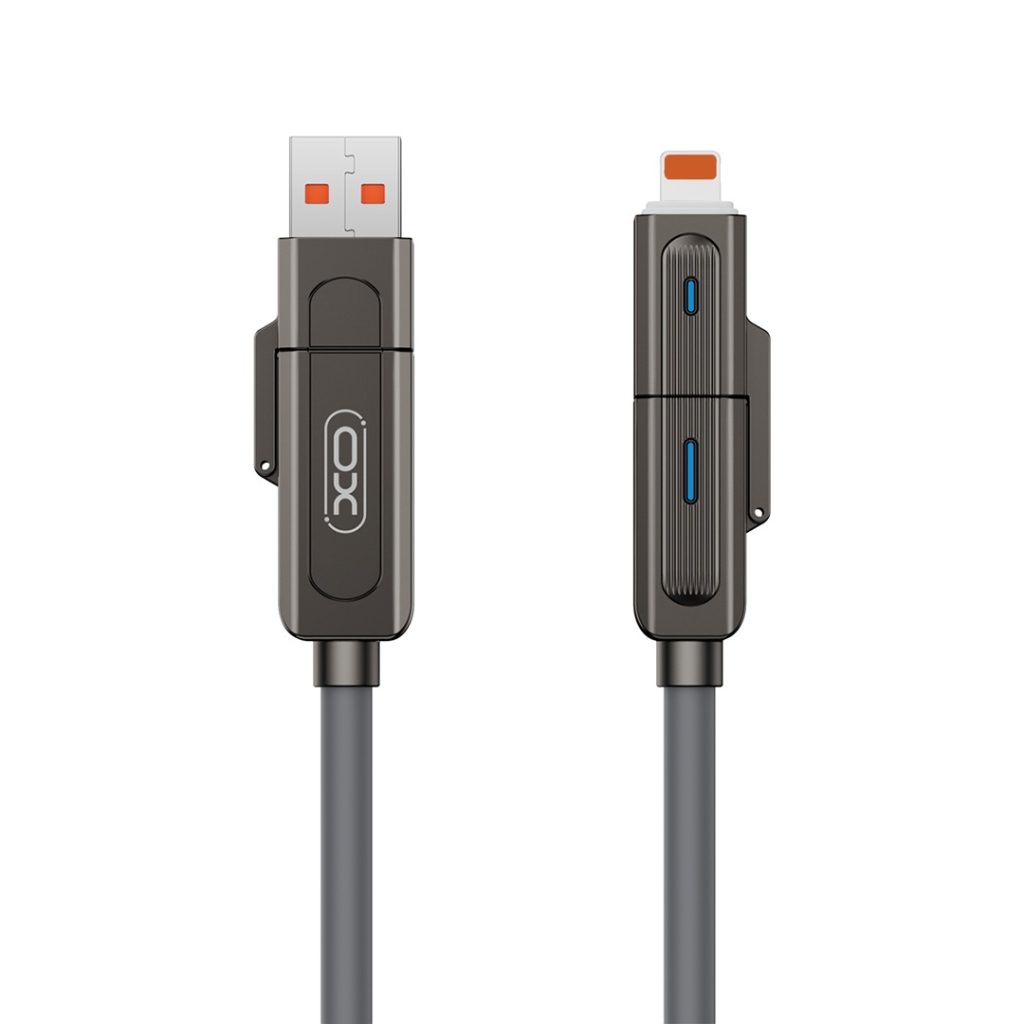 XO kabel NB275 4w1 USB-C - Lightning + USB + USB-C 60W 1,0m szary - obrazek 4